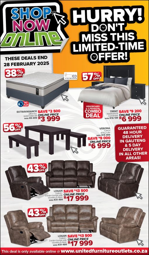 Online Only Deals February 2025 - United Furniture Outlets